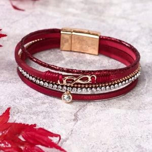 Rhinestone Decor Layered Bracelet